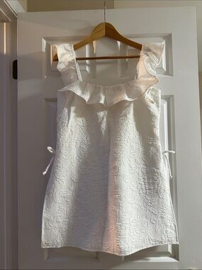 Lilly Pulitzer White Ruffle-Trim Textured Romper